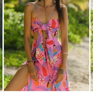 XI 19 Palms Honolulu Hawaii pink palm kohala resort maxi skirt small…